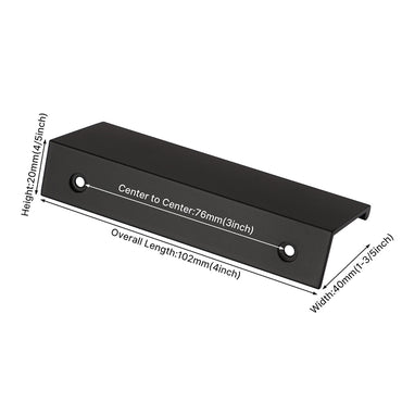Modern Finger Edge Pulls Tab Pull 102mm/4" Length Finger Drawer Pulls (Black)