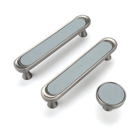 3.75" 5" Leather Handle Pulls，Light Green Leather Kitchen Cabinet Pulls( CC：96mm，128mm )