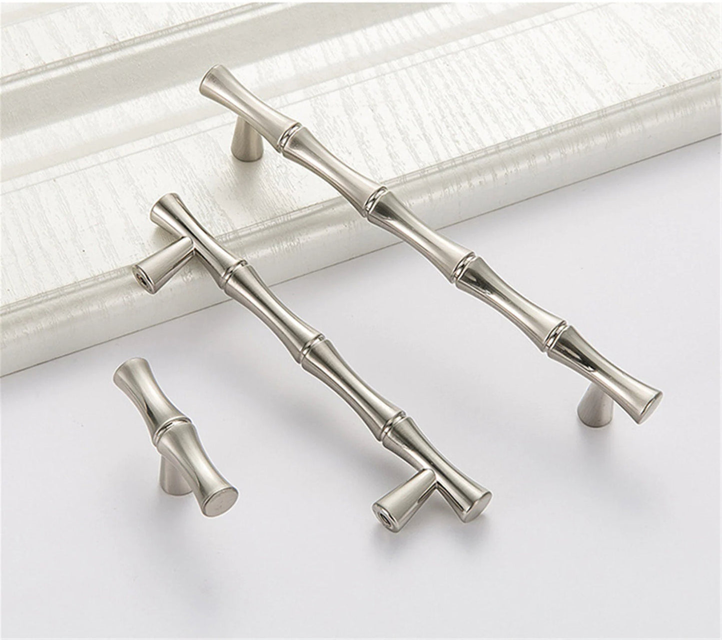 3.75 inch(Center To Center) Bamboo Shape Cabinet Pulls (3.75"/96mm，Brushed Nickel)