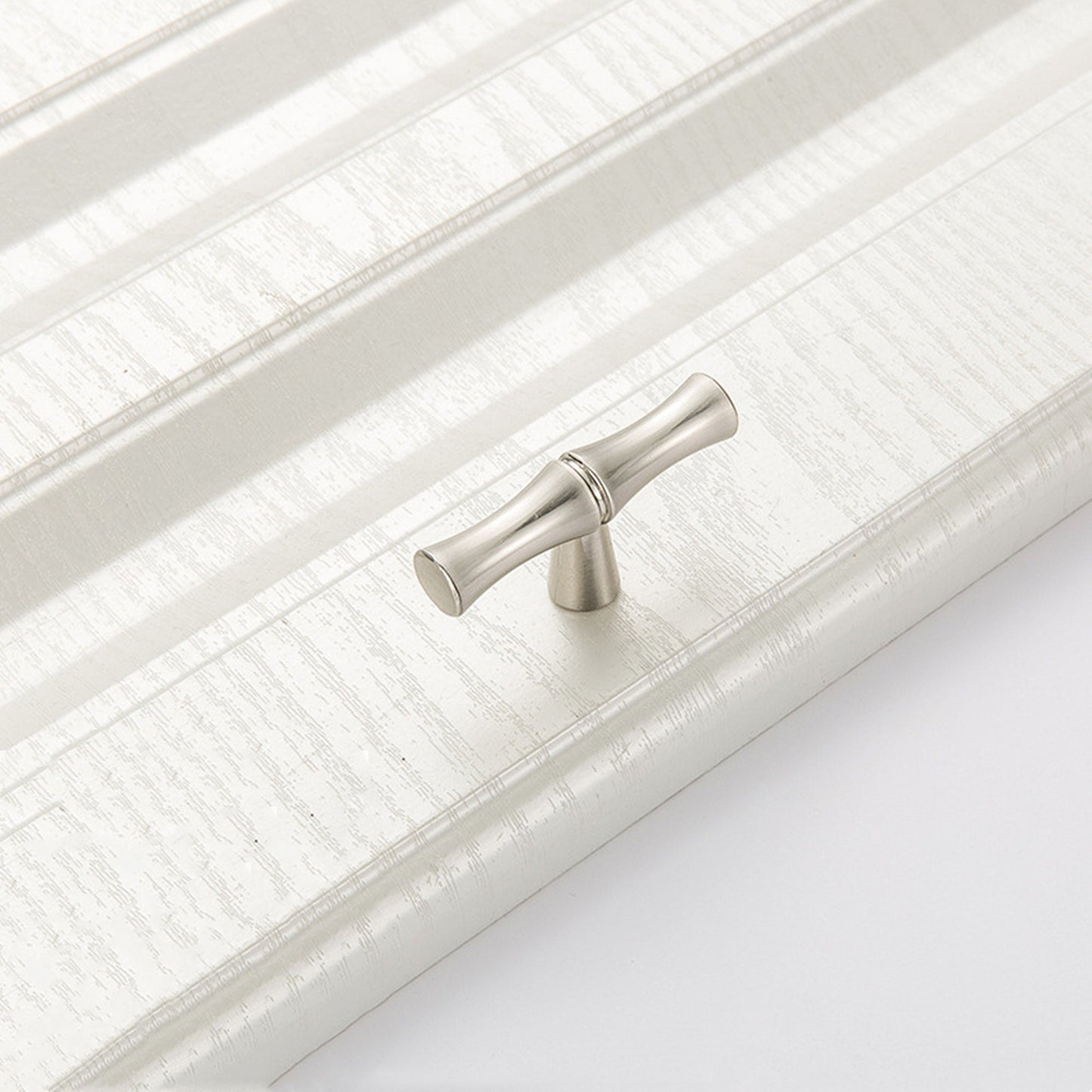 Bamboo Shape Solid Zinc Alloy Cabinet Knobs(Single Hole，Brushed Nickel)