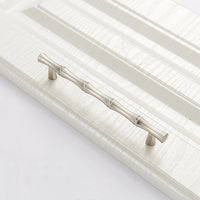 Bamboo Brushed Nickel Cabinet Pulls Zinc Alloy Cupboard Handles - Bamboo Shape Series - Hole Centers(T-Bar Knob，96mm，128mm)