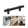 Flat Black Cabinet Bar Handle Pull - 3.5" (90mm) Hole Centers