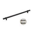 Flat Black Stainless Steel Kitchen Cupboard Handles - 10" (256mm) Hole Centers