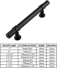 3 Inch Hole Center Cabinet Handles Pulls for Kitchen Stainless Steel Matte Black Drawer Pulls ( 5" Length ）