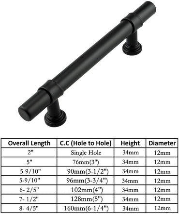 3 Inch Hole Center Cabinet Handles Pulls for Kitchen Stainless Steel Matte Black Drawer Pulls ( 5" Length ）