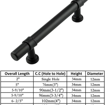 4in Black Drawer Pulls Kitchen Cabinet Handles - Matte Black T Bar Handle Pull - 4
