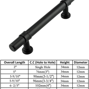 3.5 Inch Kitchen Cabinet Handles Drawer Pulls - Matte Black T Bar Handle Pull - 3.5