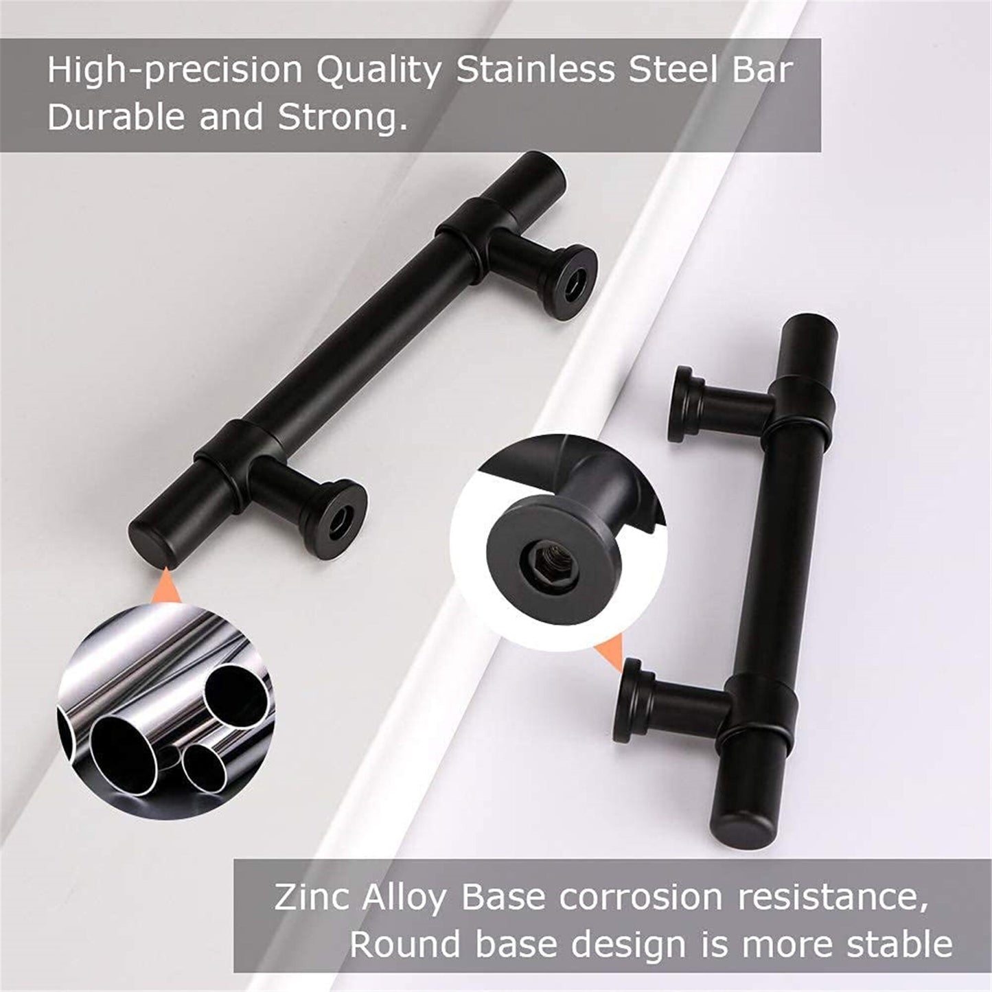 5in Black Drawer Pulls Kitchen Cabinet Handles - Matte Black T Bar Handle Pull - 5" (128mm) Hole Centers, 7.5" Overall Length