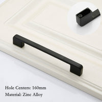 Black Cabinet Pulls，Square Cabinet Handle Drawer Pulls，Zinc Alloy Kitchen Cabinet Pulls(96mm,128mm,160mm,192mm,224mm,256mm,320mm)