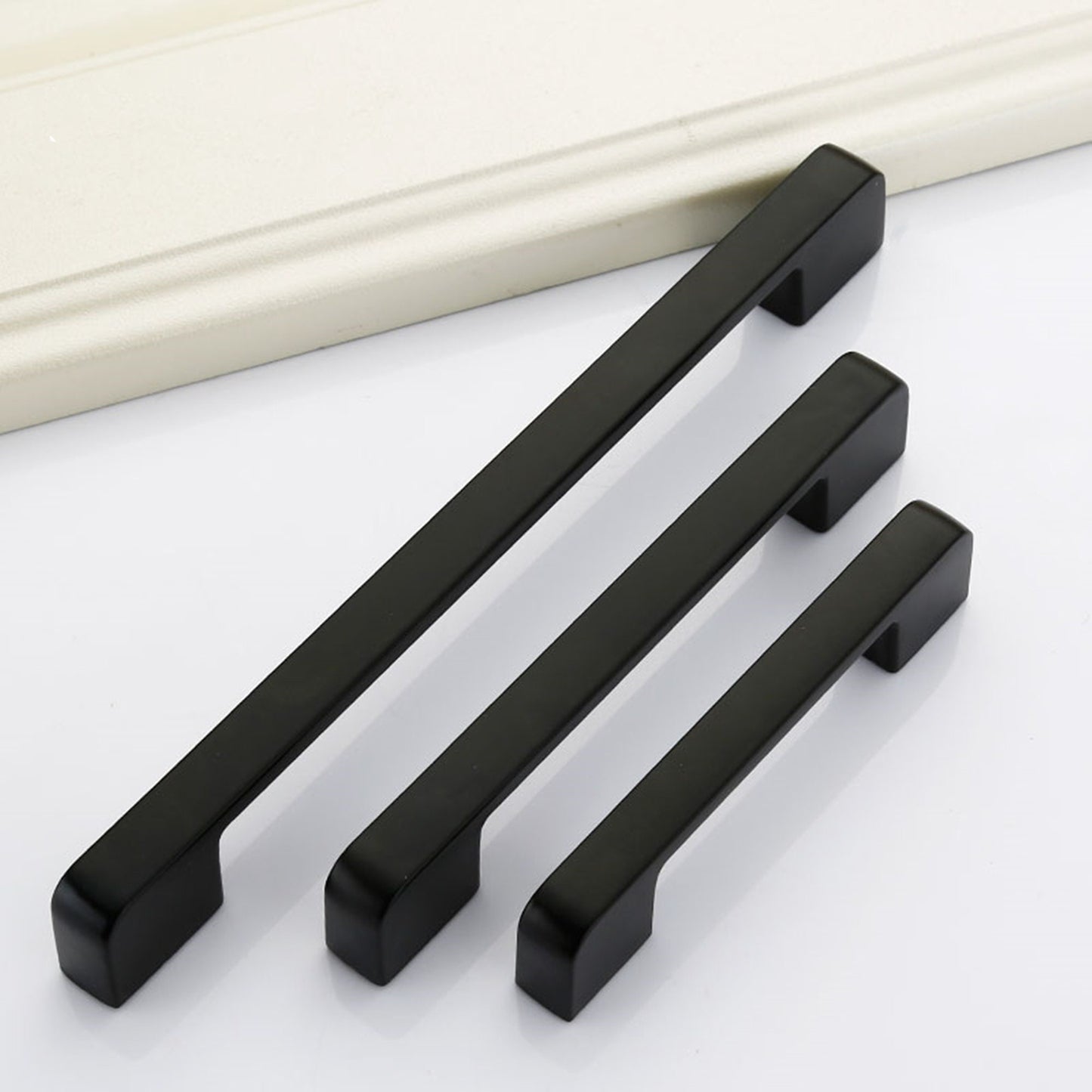 Black Cabinet Pulls，Square Cabinet Handle Drawer Pulls，Aluminum Alloy Kitchen Cabinet Pulls(96mm,128mm,192mm,320mm)