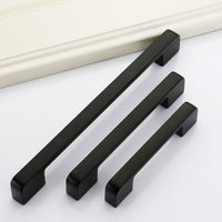 Black Cabinet Pulls，Square Cabinet Handle Drawer Pulls，Aluminum Alloy Kitchen Cabinet Pulls(96mm,128mm,192mm,320mm)