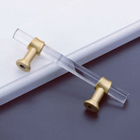 Brushed Brass Cabinet Pulls Arcylic Drawer Pulls - Acrylic Round Bar Series - Hole Centers(Knob,2.5",3",3.5,3.75,4",5",6.25",7.5",10")