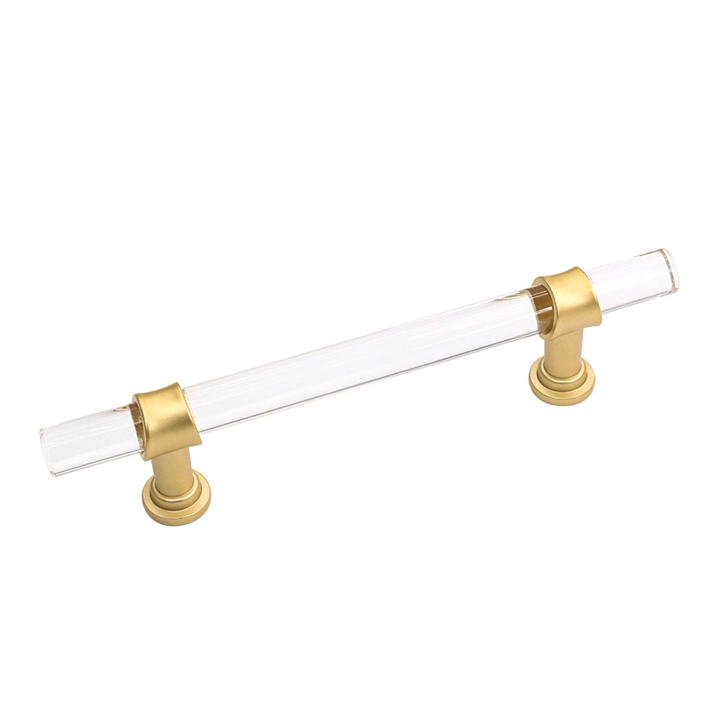Brushed Brass Cabinet Pulls Arcylic Drawer Pulls - Acrylic Round Bar Series - Hole Centers(Knob,2.5",3",3.5,3.75,4",5",6.25",7.5",10")