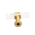 1 Pack Brushed Brass Cabinet Pulls Arcylic Drawer Pulls - Acrylic Round Bar Series - Hole Centers(Single Hole Knob)