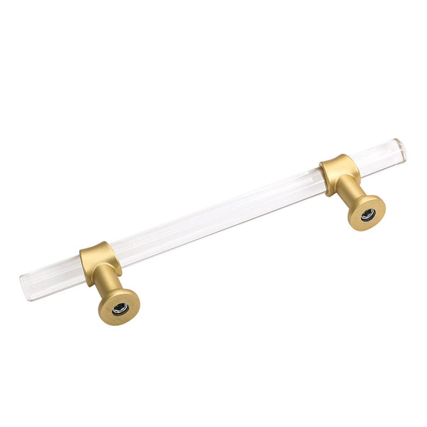 Acrylic Gold Drawer Pulls Cabinet Pulls - Acrylic Round Bar Series - Hole Centers(5 Inch，128mm)