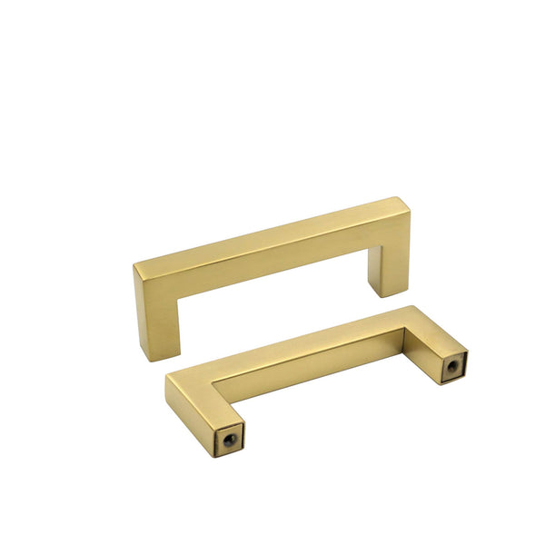 3.5"(90mm) Cabinet Pulls Gold Cabinet Pulls，Gold Cabinet Pulls Square Kitchen Hardware Handles(90mm, Hole Centers)