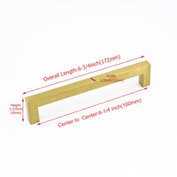 6.25in Cabinet Handles Drawer Pulls，Modern Gold Drawer Pulls Stainless Steel Dresser Drawer Pulls(160mm, Hole Centers)