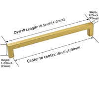 18 Inch(Center To Center) Modern Cabinet Handles (458mm，Brushed Brass)