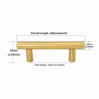 Brushed Brass Cabinet Pulls，Stainless Steel Drawer Handles，2.5