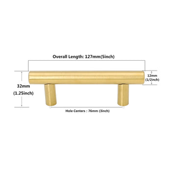 Brushed Brass Cabinet Pulls，Stainless Steel Drawer Handles，3