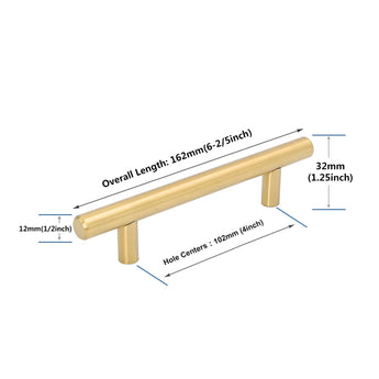 Brushed Brass Cabinet Pulls，Stainless Steel Drawer Handles，4