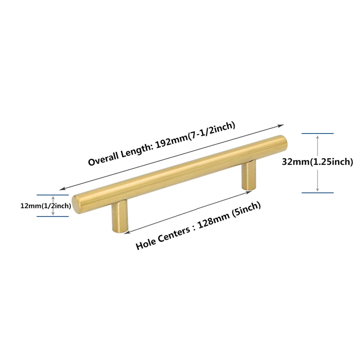 Brushed Brass Cabinet Pulls，Stainless Steel Drawer Handles，5" Hole Center Drawer Pulls and Door Knobs for Dresser Drawers