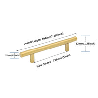 Brushed Brass Cabinet Pulls，Stainless Steel Drawer Handles，5" Hole Center Drawer Pulls and Door Knobs for Dresser Drawers