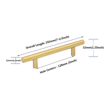 Brushed Brass Cabinet Pulls，Stainless Steel Drawer Handles，5