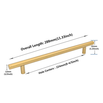 Brushed Brass Cabinet Pulls，Stainless Steel Drawer Handles，8-4/5