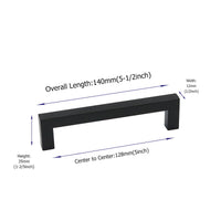 5 Inch Black Square Kitchen Cabinet Handles Cabinet Pulls - Kitchen Cabinet Hardware for Cabinet Door ,Drawers,Cupboard and Wardrobe