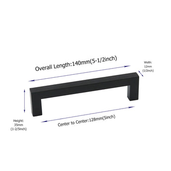 5 Inch Black Square Kitchen Cabinet Handles Cabinet Pulls - Kitchen Cabinet Hardware for Cabinet Door ,Drawers,Cupboard and Wardrobe