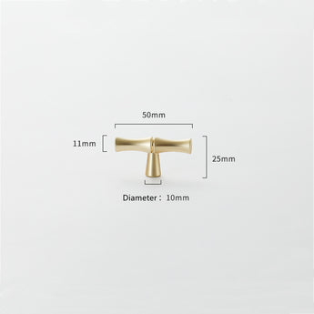 Bamboo Shape Solid Zinc Alloy Cabinet Knobs Handle Pulls - Bamboo Shape Series - Hole Centers(T-Bar Knob，96mm，128mm)