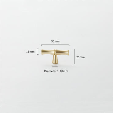 Bamboo Shape Solid Zinc Alloy Cabinet Knobs Handle Pulls - Bamboo Shape Series - Hole Centers(T-Bar Knob，96mm，128mm)