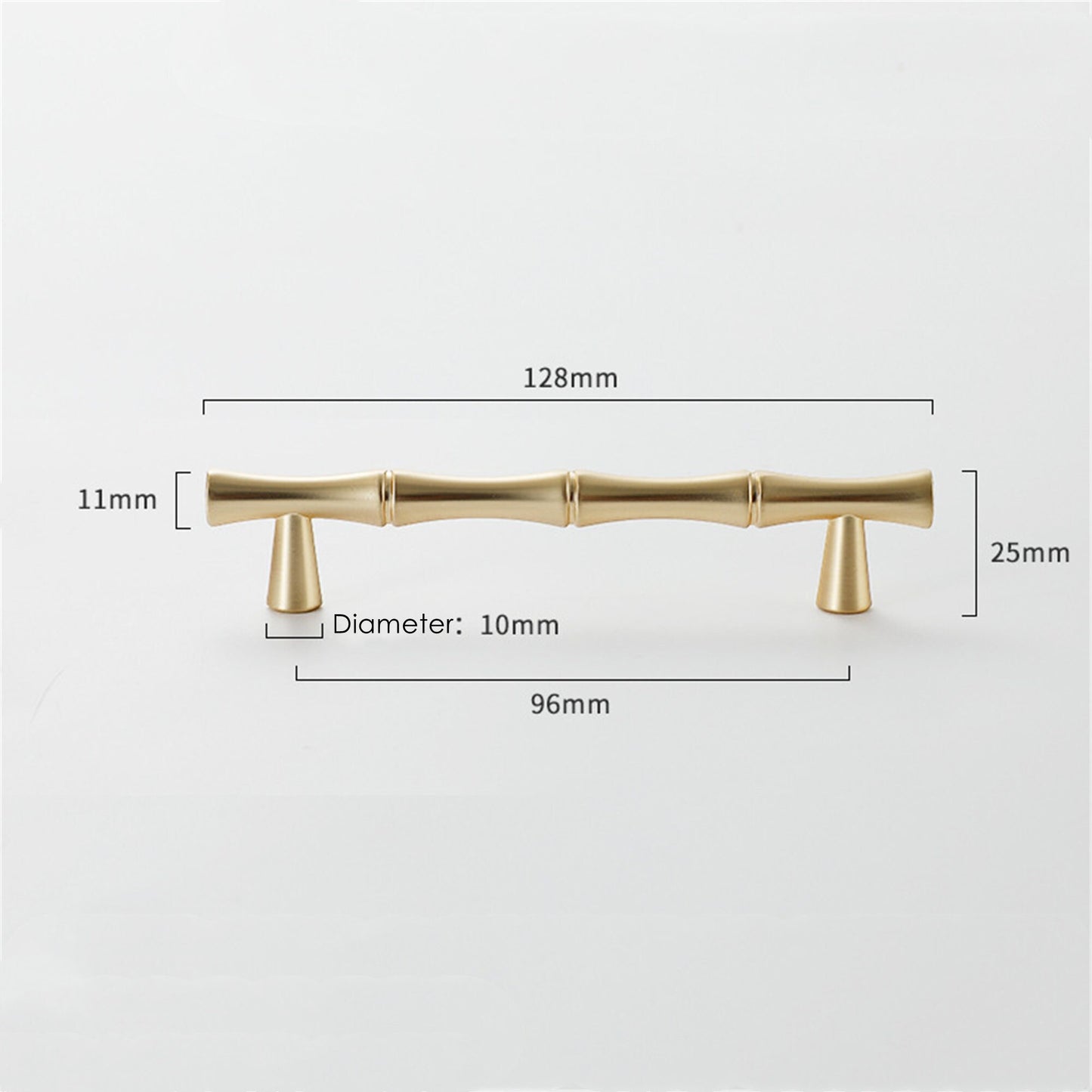 Bamboo Shape Solid Zinc Alloy Cabinet Knobs Handle Pulls - Bamboo Shape Series - Hole Centers(T-Bar Knob，96mm，128mm)