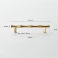 Bamboo Shape Solid Zinc Alloy Cabinet Knobs Handle Pulls - Bamboo Shape Series - Hole Centers(T-Bar Knob，96mm，128mm)