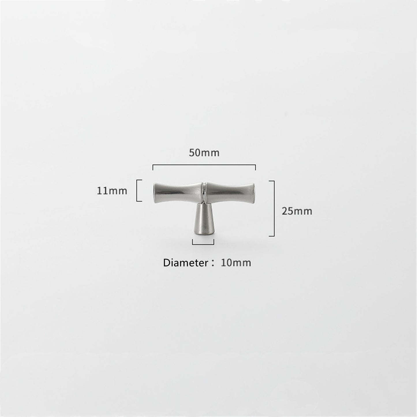 Bamboo Brushed Nickel Cabinet Pulls Zinc Alloy Cupboard Handles - Bamboo Shape Series - Hole Centers(T-Bar Knob，96mm，128mm)