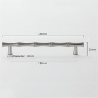 Bamboo Brushed Nickel Cabinet Pulls Zinc Alloy Cupboard Handles - Bamboo Shape Series - Hole Centers(T-Bar Knob，96mm，128mm)