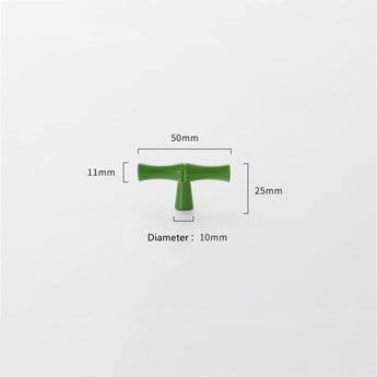 Bamboo Shape Solid Zinc Alloy Cabinet Knobs Handles - Bamboo Shape Series - Hole Centers(T-Bar Knob，96mm，128mm)