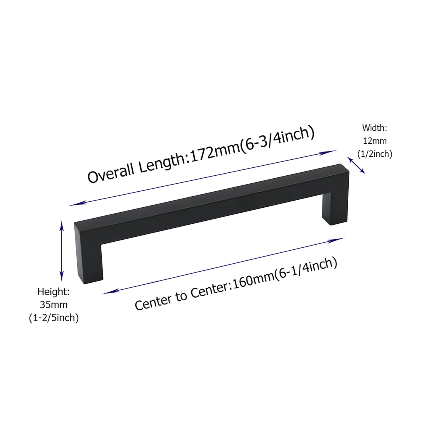 6-1/4 inch Hole Center Black Cabinet Pulls，Drawer Pulls Black Cabinet Handles for Kitchen Matte Black Cupboard Handles