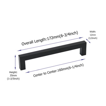6-1/4 inch Hole Center Black Cabinet Pulls，Drawer Pulls Black Cabinet Handles for Kitchen Matte Black Cupboard Handles