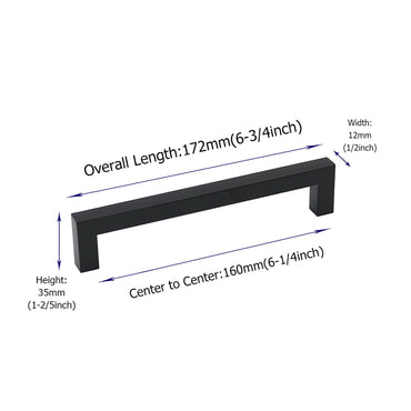 6-1/4 inch Hole Center Black Cabinet Pulls，Drawer Pulls Black Cabinet Handles for Kitchen Matte Black Cupboard Handles