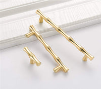 Bamboo Shape Solid Zinc Alloy Cabinet Knobs Handle Pulls - Bamboo Shape Series - Hole Centers(T-Bar Knob，96mm，128mm)
