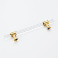 1 Pack 2.5"(64mm) Brushed Brass Cabinet Pulls Arcylic Drawer Pulls(64mm, Hole Center)