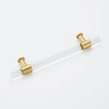 1 Pack 2.5"(64mm) Brushed Brass Cabinet Pulls Arcylic Drawer Pulls(64mm, Hole Center)