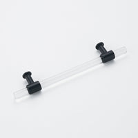 1 Pack 5 inch Hole Centers Cabinet Pulls, Clear Acrylic Drawer Handles, Black Finish with Zinc Alloy Base(128mm Hole Center)
