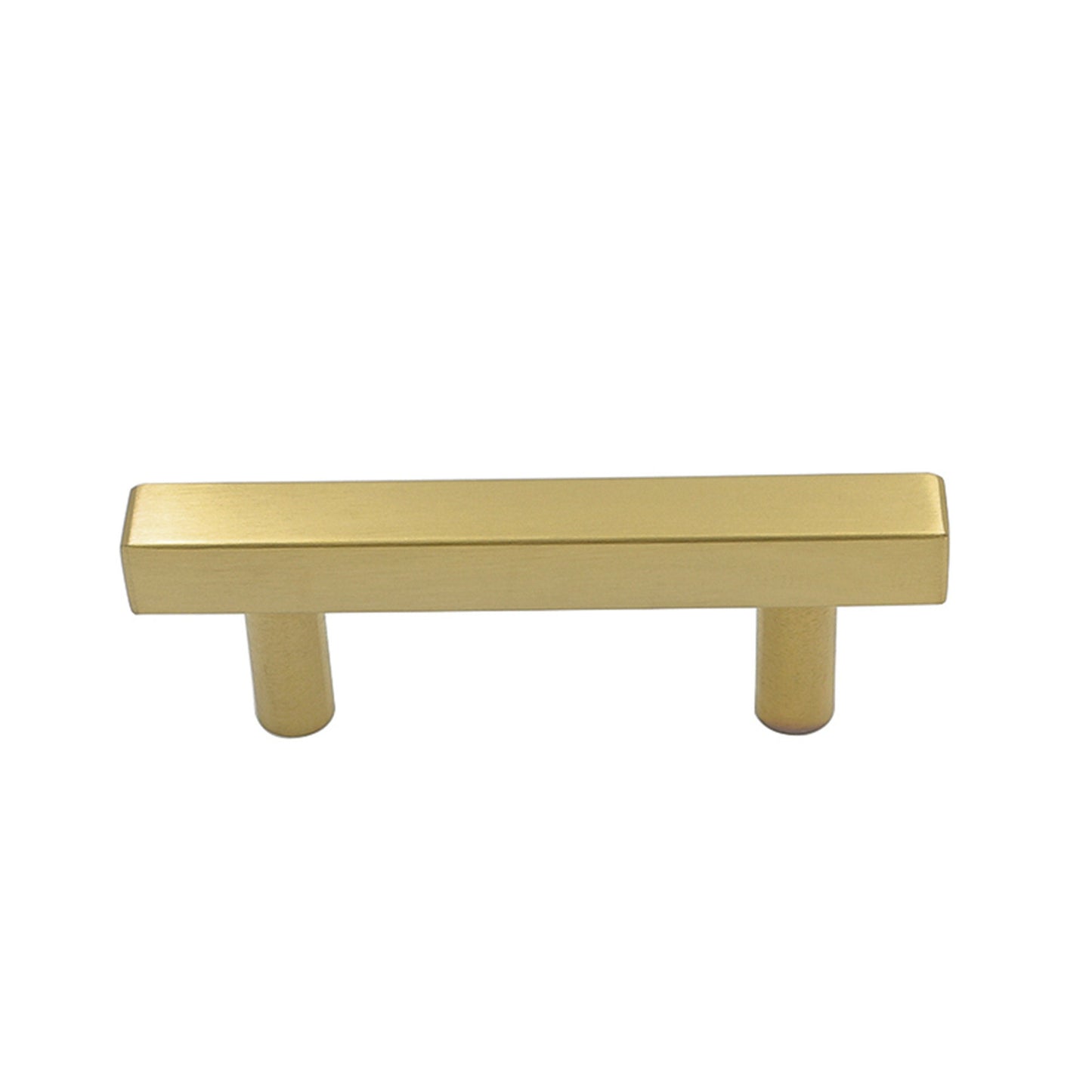 Modern Square Cabinet Pull Handle, 4-inch Length (2.5-inch Hole Center), Brushed Brass Cabinet Pulls for Dresser Drawers