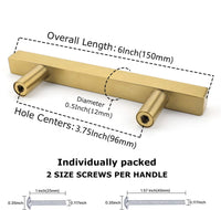 3.75 Inch Brushed Gold Cabinet Pulls Kitchen Cabinet Handles，Made of Stainless Steel，Ideal for Cabinet，Drawer，Cupboard and Wardrobe