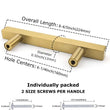 Brushed Brass Cabinet Pulls Gold Cabinet Pulls - 6-1/4" Inch (160mm) Hole Centers