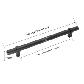 Flat Black Stainless Steel Kitchen Cupboard Handles - 7.5