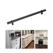 Flat Black Stainless Steel Kitchen Cupboard Handles - 8.8" (224mm) Hole Centers